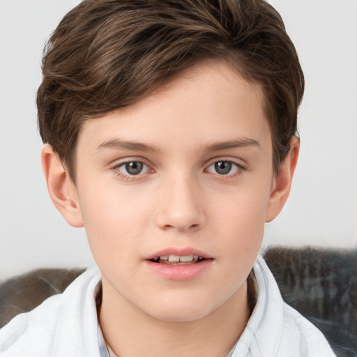 Neutral white child male with short  brown hair and brown eyes