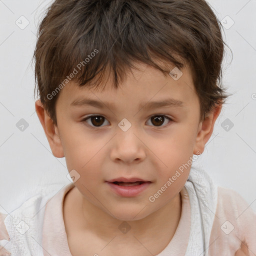 Neutral white child male with short  brown hair and brown eyes