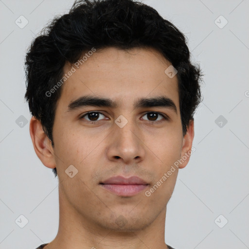 Neutral asian young-adult male with short  brown hair and brown eyes