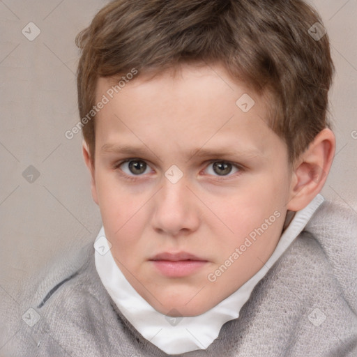 Neutral white child male with short  brown hair and brown eyes