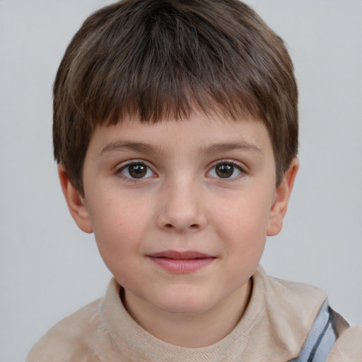 Neutral white child male with short  brown hair and brown eyes