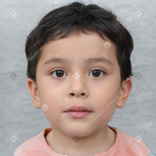 Neutral white child male with short  brown hair and brown eyes