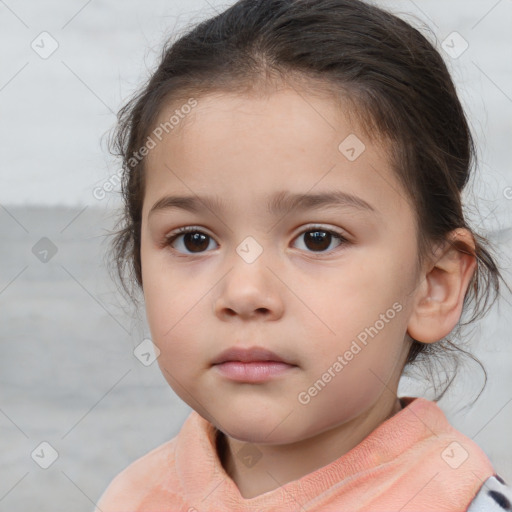 Neutral white child female with medium  brown hair and brown eyes