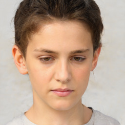 Neutral white young-adult female with short  brown hair and brown eyes