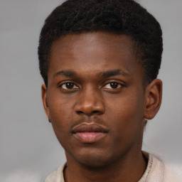 Neutral black young-adult male with short  brown hair and brown eyes