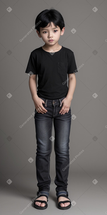 South korean child boy with  black hair