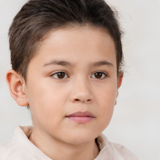Neutral white child male with short  brown hair and brown eyes