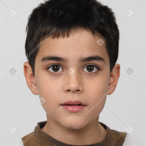 Neutral white child male with short  brown hair and brown eyes