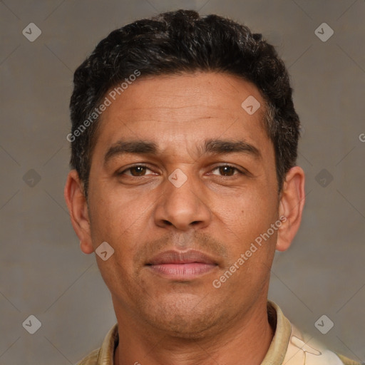 Neutral white adult male with short  brown hair and brown eyes