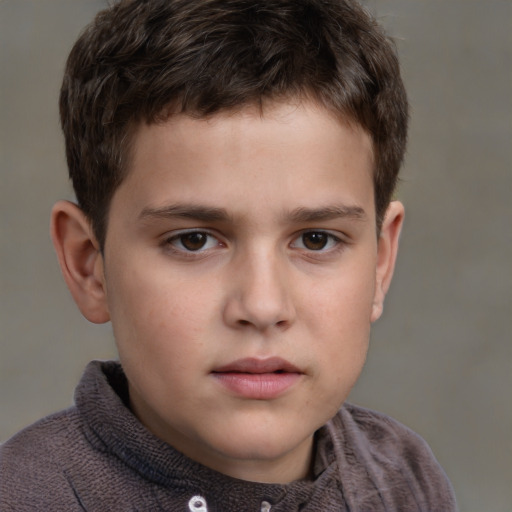 Neutral white child male with short  brown hair and brown eyes