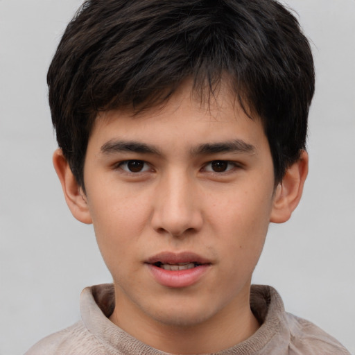 Neutral white child male with short  brown hair and brown eyes
