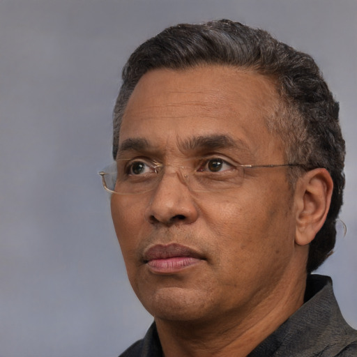 Neutral white middle-aged male with short  black hair and brown eyes