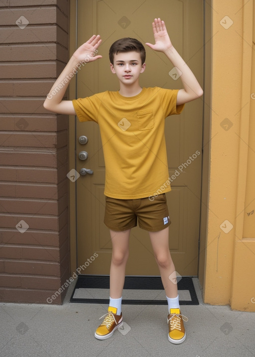 Polish teenager boy with  brown hair