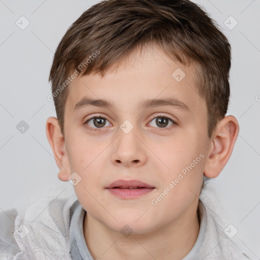 Neutral white child male with short  brown hair and brown eyes