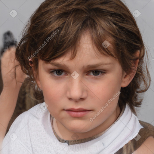 Neutral white child female with medium  brown hair and brown eyes