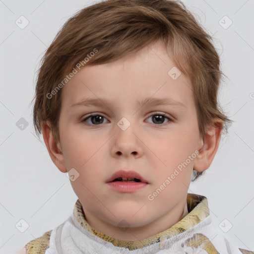 Neutral white child male with short  brown hair and brown eyes