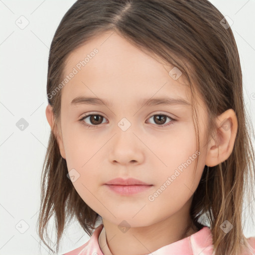 Neutral white child female with medium  brown hair and brown eyes