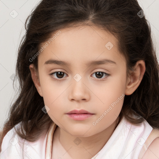 Neutral white child female with medium  brown hair and brown eyes