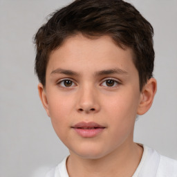 Neutral white child male with short  brown hair and brown eyes