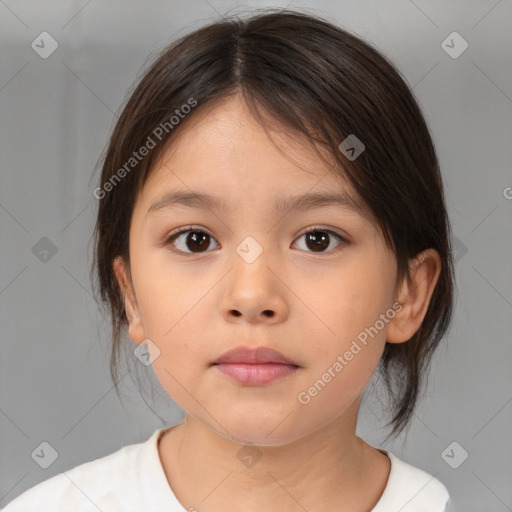 Neutral white child female with medium  brown hair and brown eyes