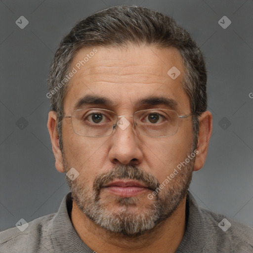 Neutral white adult male with short  brown hair and brown eyes
