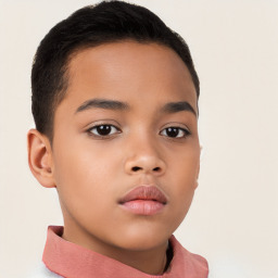 Neutral latino child male with short  brown hair and brown eyes