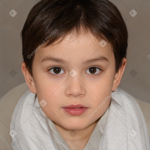 Neutral white child female with short  brown hair and brown eyes