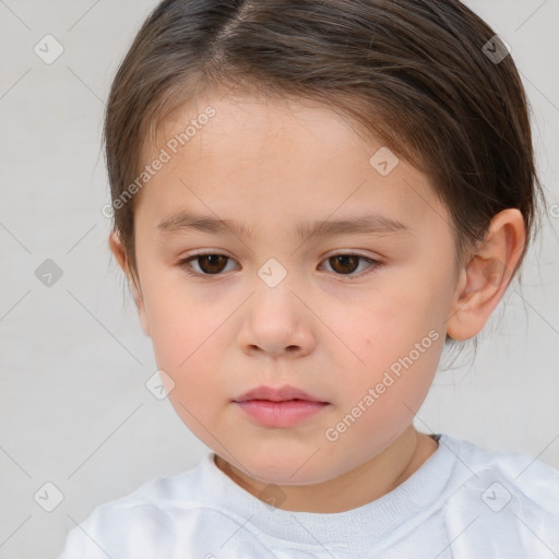 Neutral white child female with short  brown hair and brown eyes