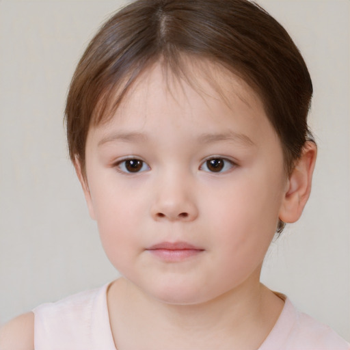 Neutral white child female with medium  brown hair and brown eyes