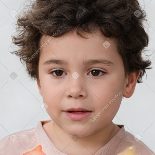 Neutral white child male with short  brown hair and brown eyes