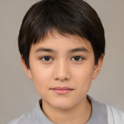 Neutral white child male with short  brown hair and brown eyes