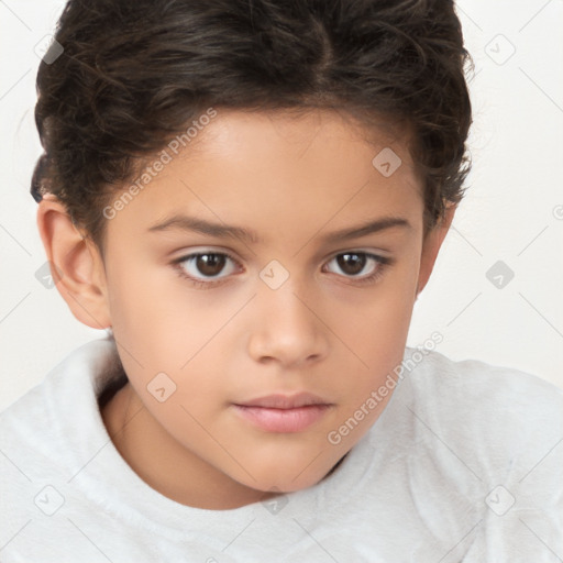 Neutral white child female with short  brown hair and brown eyes