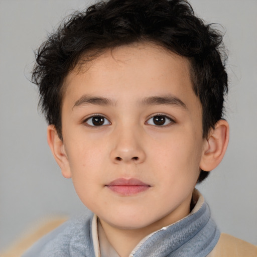 Neutral white child male with short  brown hair and brown eyes
