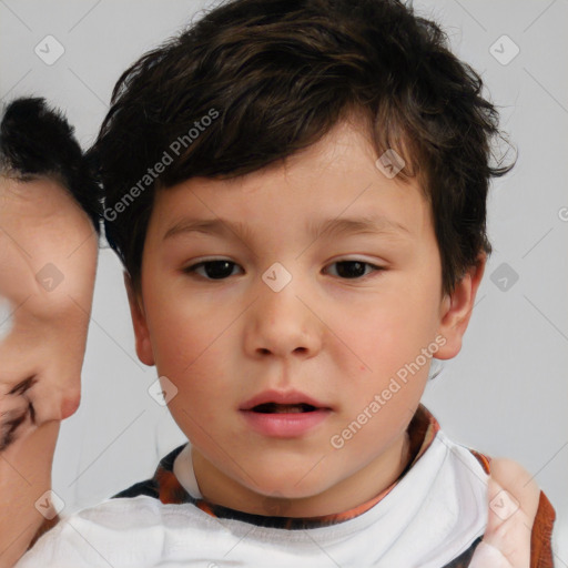 Neutral white child male with short  brown hair and brown eyes