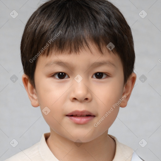 Neutral white child male with short  brown hair and brown eyes