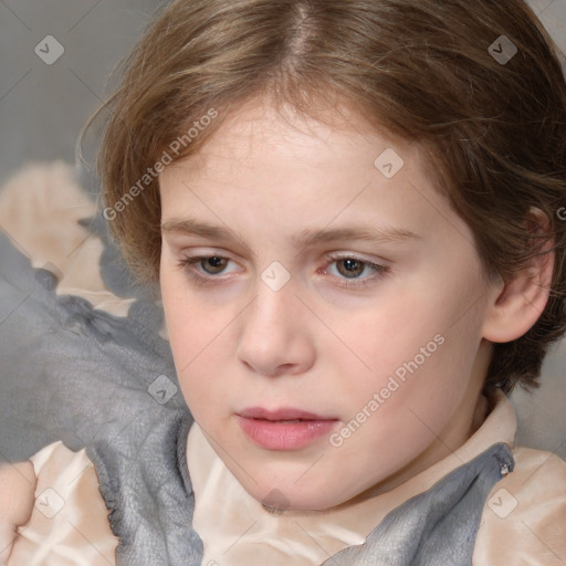 Neutral white child female with medium  brown hair and brown eyes