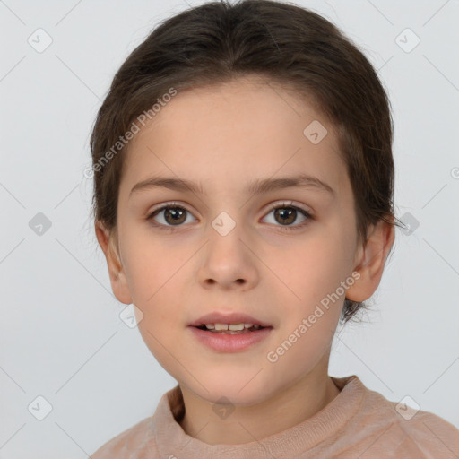 Neutral white child female with medium  brown hair and brown eyes