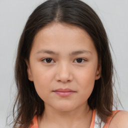 Neutral white child female with medium  brown hair and brown eyes