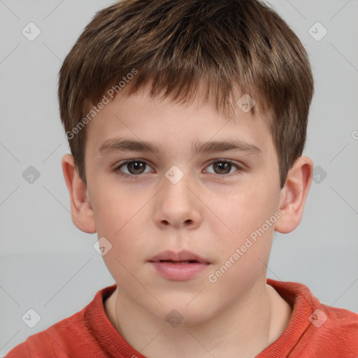 Neutral white child male with short  brown hair and brown eyes