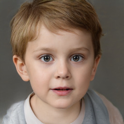 Neutral white child male with short  brown hair and brown eyes