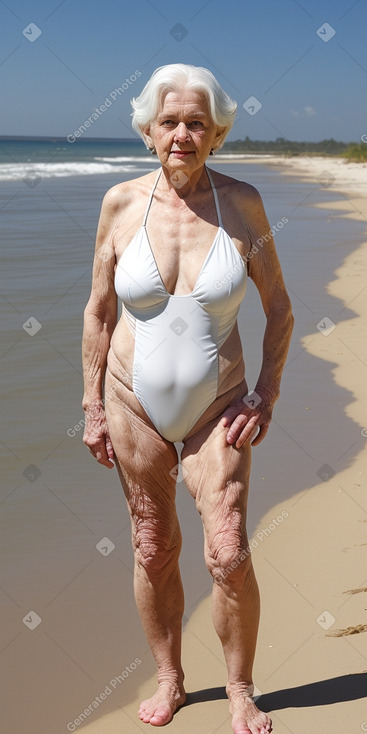 Caucasian elderly female with  white hair