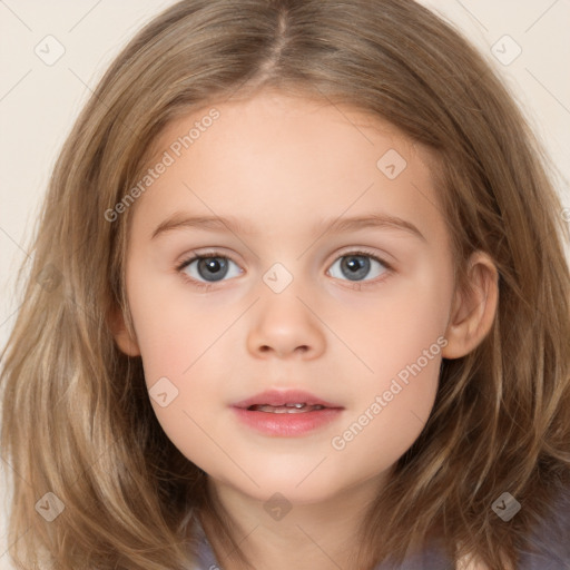 Neutral white child female with medium  brown hair and brown eyes