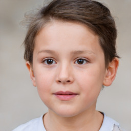 Neutral white child female with short  brown hair and brown eyes