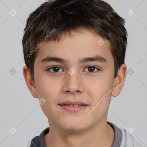 Neutral white child male with short  brown hair and brown eyes