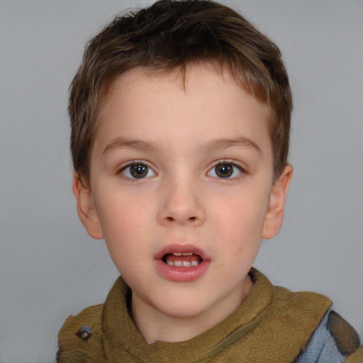 Neutral white child male with short  brown hair and brown eyes