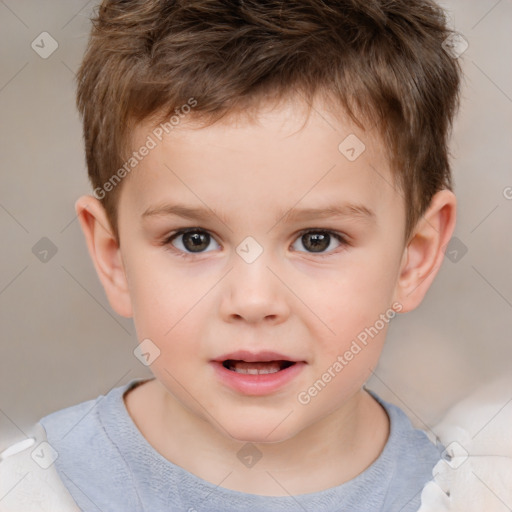 Neutral white child male with short  brown hair and brown eyes