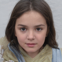 Neutral white child female with medium  brown hair and brown eyes