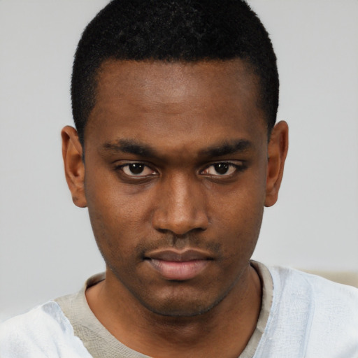 Neutral black young-adult male with short  brown hair and brown eyes