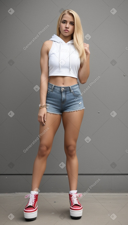 Colombian young adult female with  blonde hair