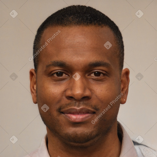 Neutral latino young-adult male with short  brown hair and brown eyes